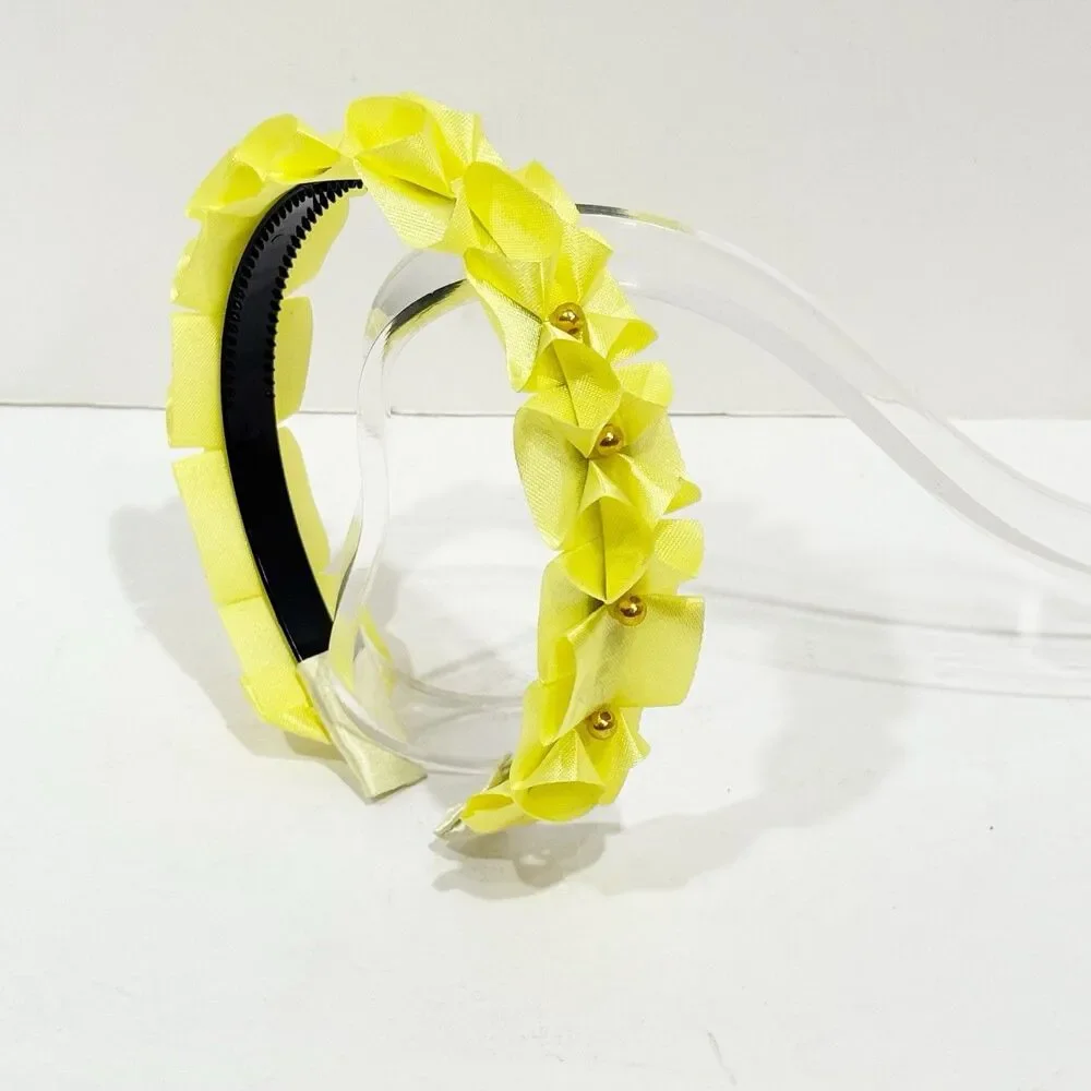 New Headband Yellow with decorative flowers for girls